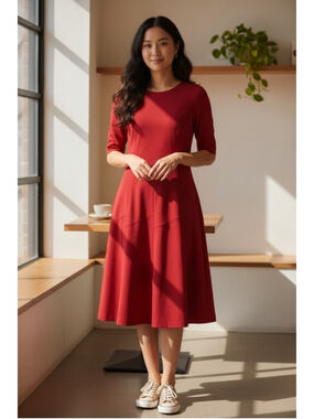 EUC Women's Elie Tahari Red Midi Dress Size 10